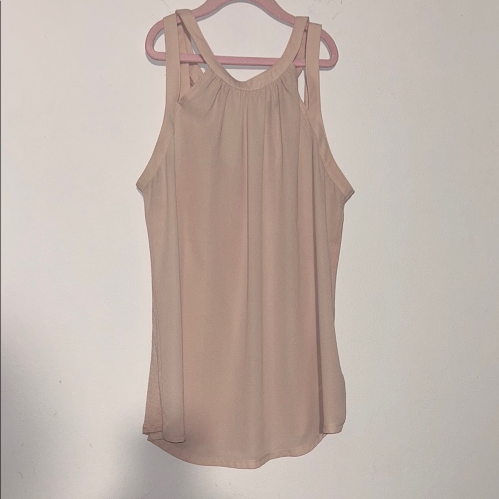 Express Tan Pleated Sleeveless Tank Top